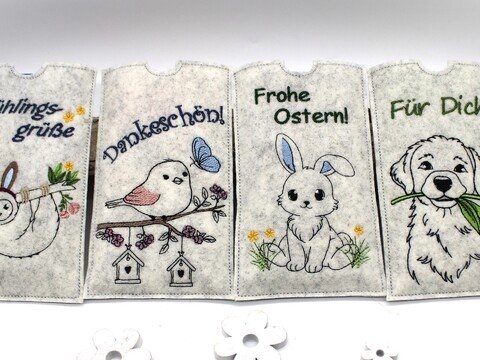 Stickdatei Schokohülle SET Frühling 4 Motive