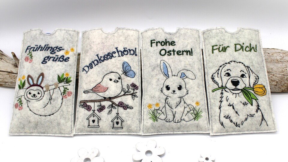 Stickdatei Schokohülle SET Frühling 4 Motive