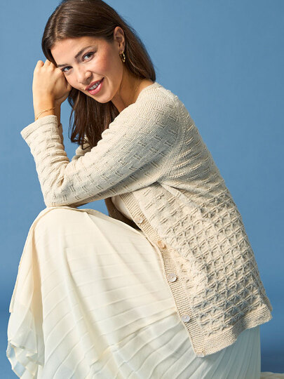 RAGLANJACKE FINJA, MIT ZWEIERLEI MUSTER, gestrickt