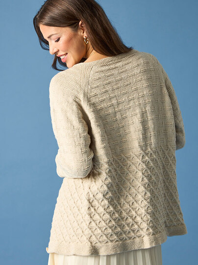 RAGLANJACKE FINJA, MIT ZWEIERLEI MUSTER, gestrickt