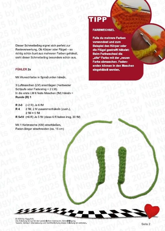 Schmetterling - Häkelanleitung PDF Amigurumi von NiggyArts - Bild 17