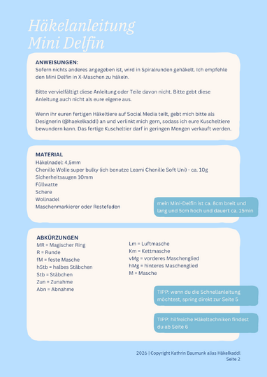 Häkelanleitung Mini Delfin PDF Tutorial