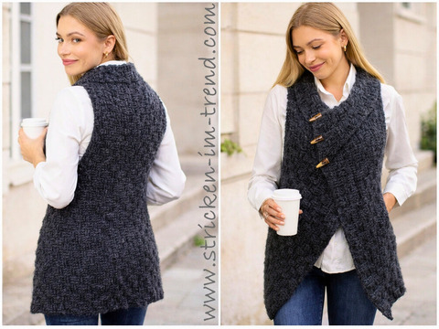 Crochet Pattern for Vest | Peek-a-Boo Button Wrap #3 | Merino Super Kid #6