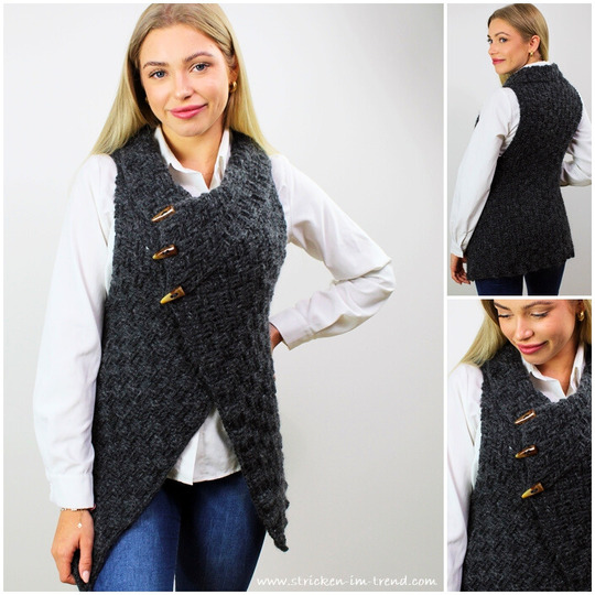 Crochet Pattern for Vest | Peek-a-Boo Button Wrap #3 | Merino Super Kid #6