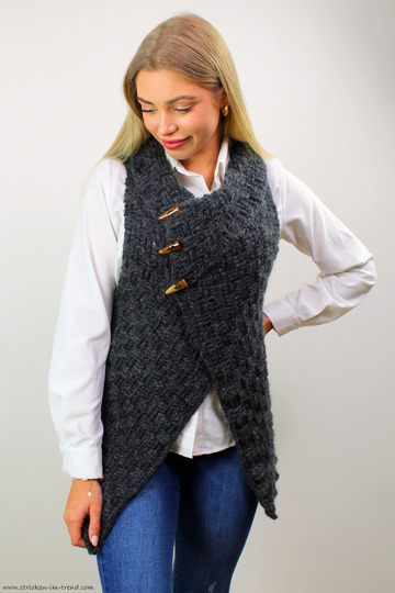Crochet Pattern for Vest | Peek-a-Boo Button Wrap #3 | Merino Super Kid #6