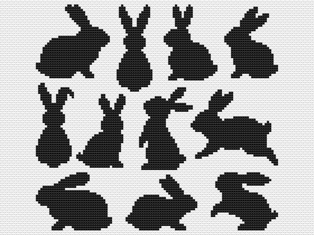 Kreuzstichvorlage für einfache Häschensilhouetten, perfekt für Osterdeko - Bild 5