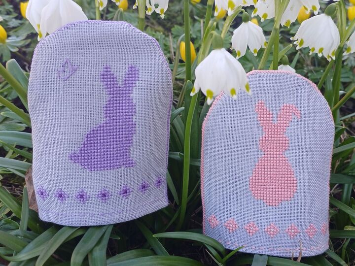 Kreuzstichvorlage für einfache Häschensilhouetten, perfekt für Osterdeko