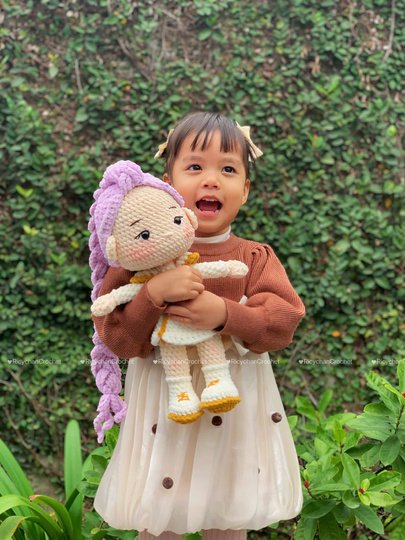 Pattern 2 in 1: Purple Hair Kpop Girls Amigurumi Crochet Doll Pattern