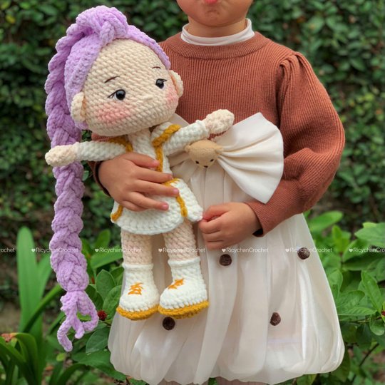 Pattern 2 in 1: Purple Hair Kpop Girls Amigurumi Crochet Doll Pattern