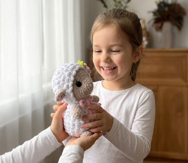 The Lamb Crochet Pattern, Amigurumi Sheep Toy. PDF tutorial.