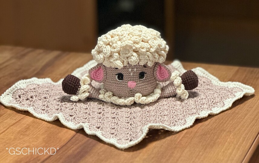 Sheep Lovey Crochet Pattern – Amigurumi Comforter with Shell Stitch Blanket