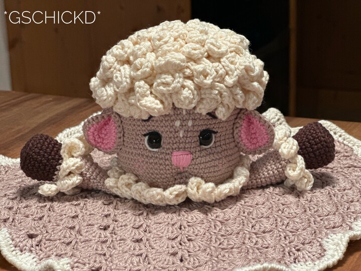 Sheep Lovey Crochet Pattern – Amigurumi Comforter with Shell Stitch Blanket