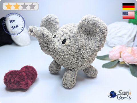 Crochet Pattern Elephant Ebo – No-Sew Amigurumi Elephant