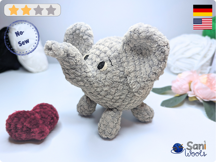 Crochet Pattern Elephant Ebo – No-Sew Amigurumi Elephant