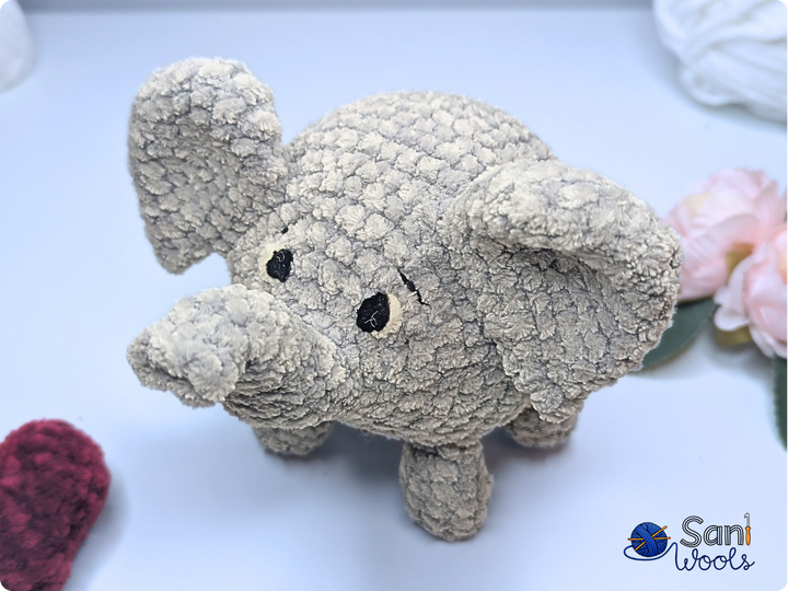 Häkelanleitung Ball-Elefant Ebo – Amigurumi Elefant No-Sew, 15 cm