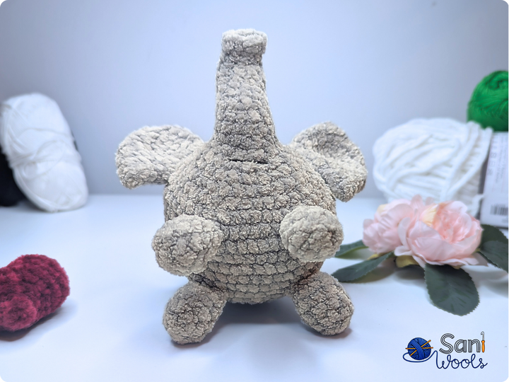 Häkelanleitung Ball-Elefant Ebo – Amigurumi Elefant No-Sew, 15 cm
