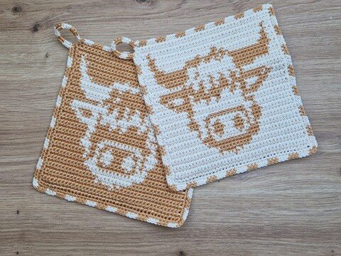 Häkelanleitung Topflappen "Galloway"