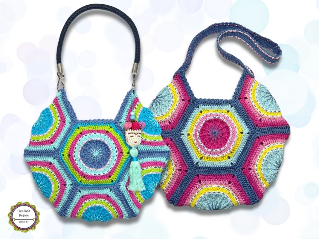 Crochet Pattern Hexagon Bag "Cassilda", Boho Granny Square Bag PDF Tutorial