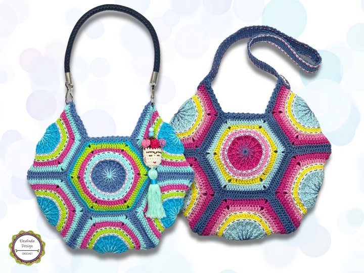 Crochet Pattern Hexagon Bag "Cassilda", Boho Granny Square Bag PDF Tutorial