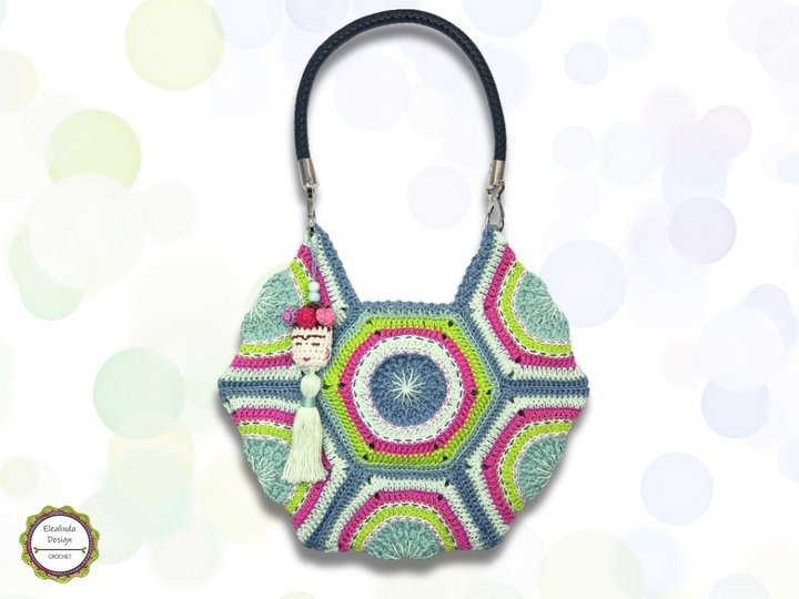 Crochet Pattern Hexagon Bag "Cassilda", Boho Granny Square Bag PDF Tutorial