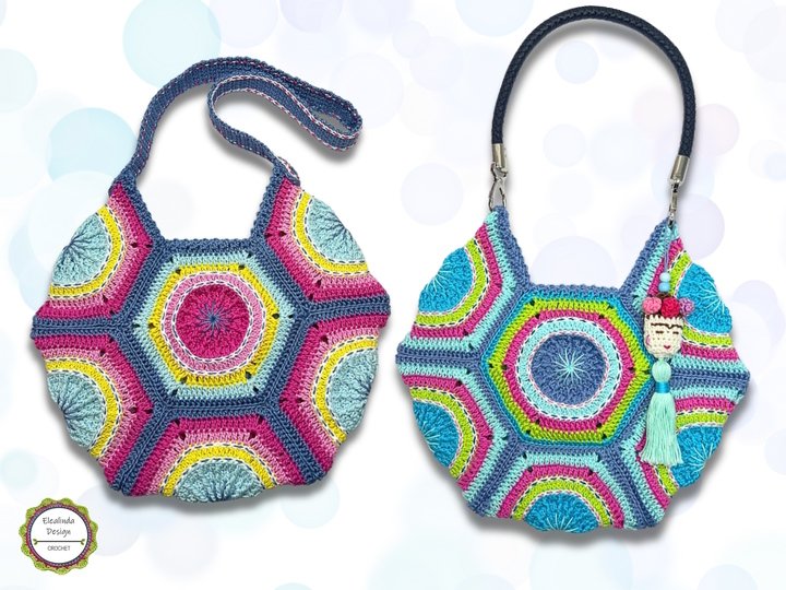 Crochet Pattern Hexagon Bag "Cassilda", Boho Granny Square Bag PDF Tutorial
