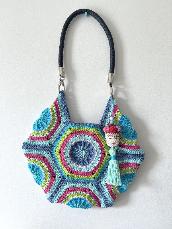 Crochet Pattern Hexagon Bag "Cassilda", Boho Granny Square Bag PDF Tutorial - Image 3