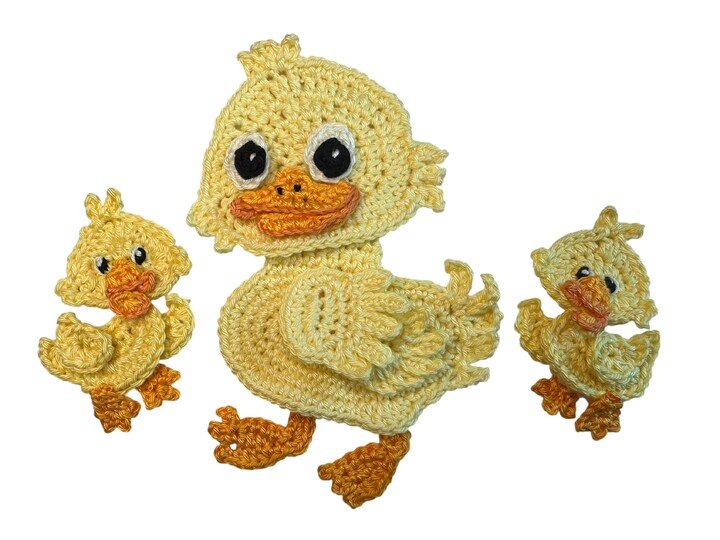 Duck family crochet applique