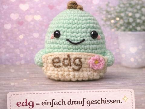 Glückskartoffel „edg“ Häkelanleitung – lustiger Amigurumi Glücksbringer
