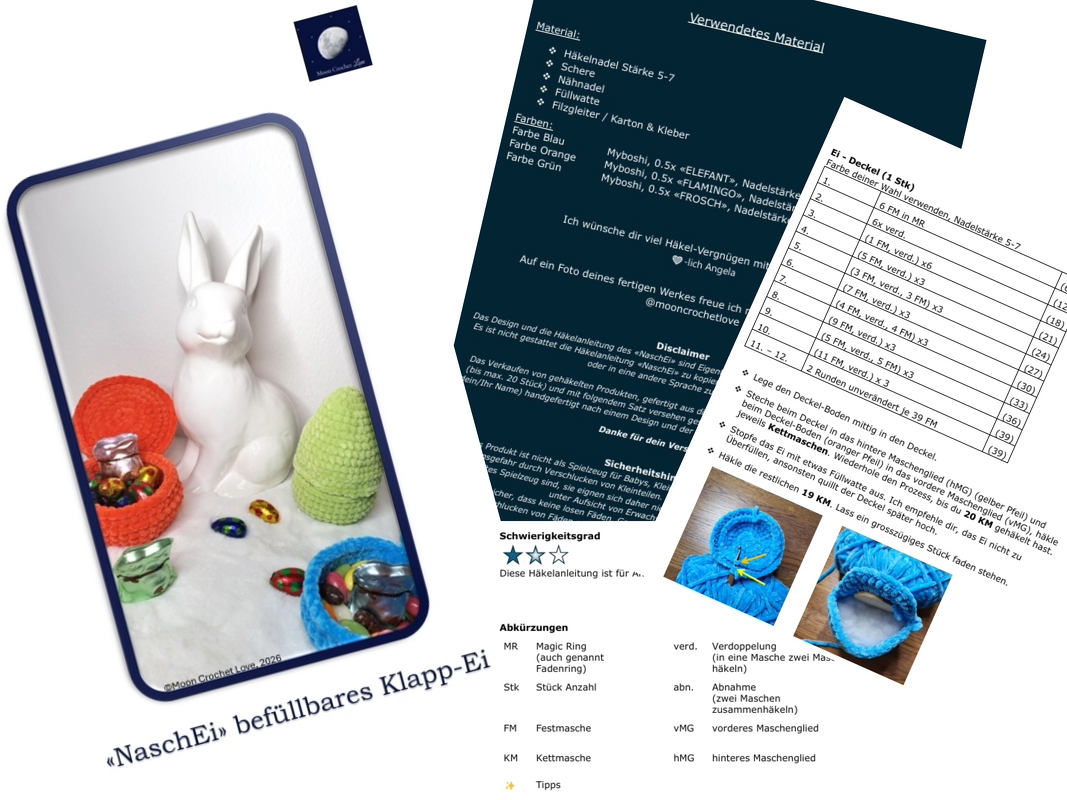 «NaschEi» Häkelanleitung - das befüllbare Klapp-Ei süsse Osterüberraschung - Bild 2