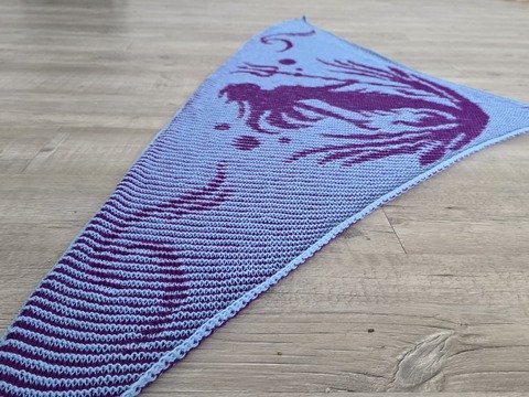Mermaid, Shadow Knitting, Illusion Knitting, Motif Shawl