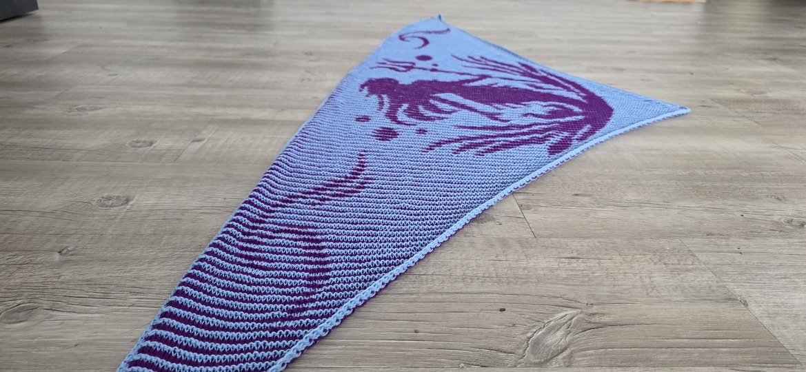 Meerjungfrau, Schattenstricken, Illusionsstricken, Motivtuch