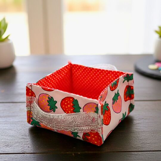 Strawberry Fabric Basket Sewing Pattern PDF