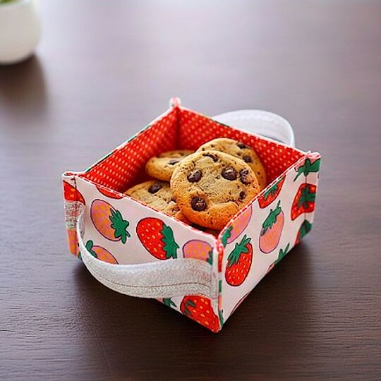 Strawberry Fabric Basket Sewing Pattern PDF