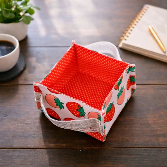 Strawberry Fabric Basket Sewing Pattern PDF