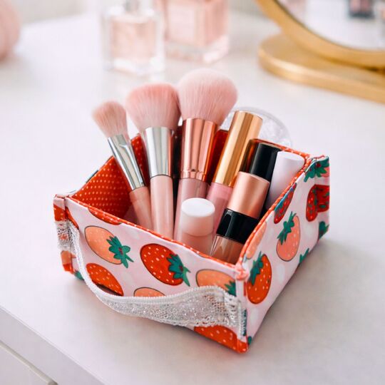 Strawberry Fabric Basket Sewing Pattern PDF