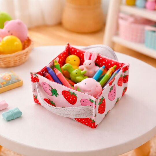 Strawberry Fabric Basket Sewing Pattern PDF