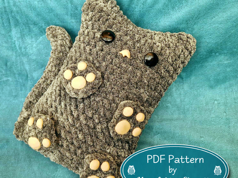 Sofa cat "Sophie", pillow, DIY crochet pattern, Chenille yarn