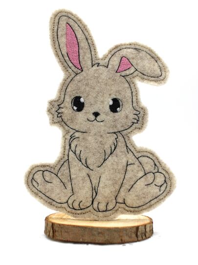 Stickdatei Hase SET Kontur ITH Stabstickdatei Sockeldatei Mugrug