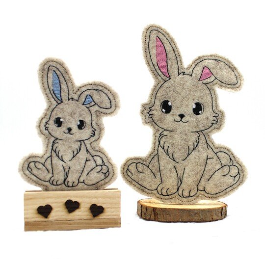 Stickdatei Hase SET Kontur ITH Stabstickdatei Sockeldatei Mugrug