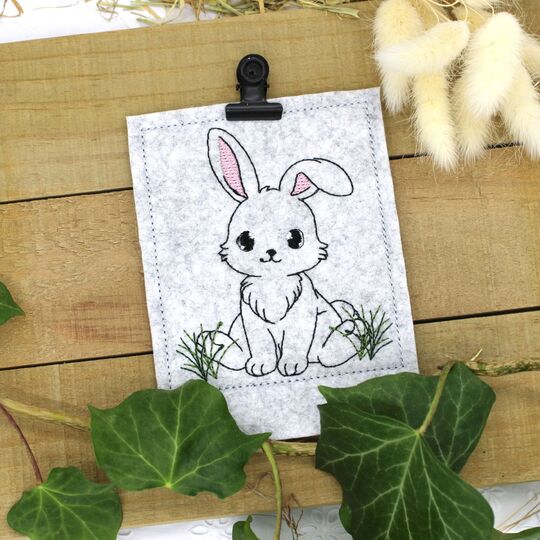 Stickdatei Hase SET Kontur ITH Stabstickdatei Sockeldatei Mugrug