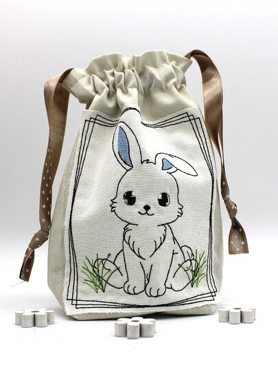 Stickdatei Hase SET Kontur ITH Stabstickdatei Sockeldatei Mugrug