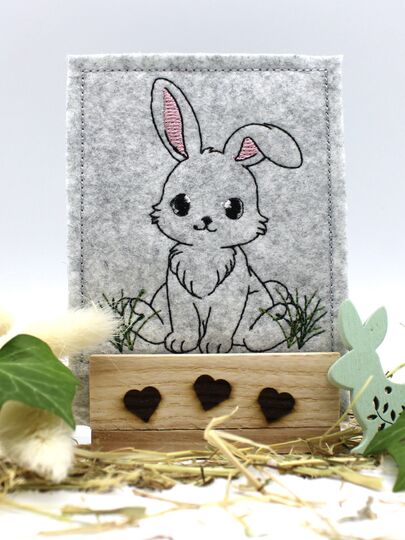 Stickdatei Hase SET Kontur ITH Stabstickdatei Sockeldatei Mugrug