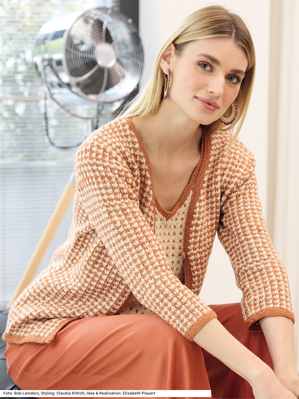 Top und Jacke mit Hebemaschenmuster