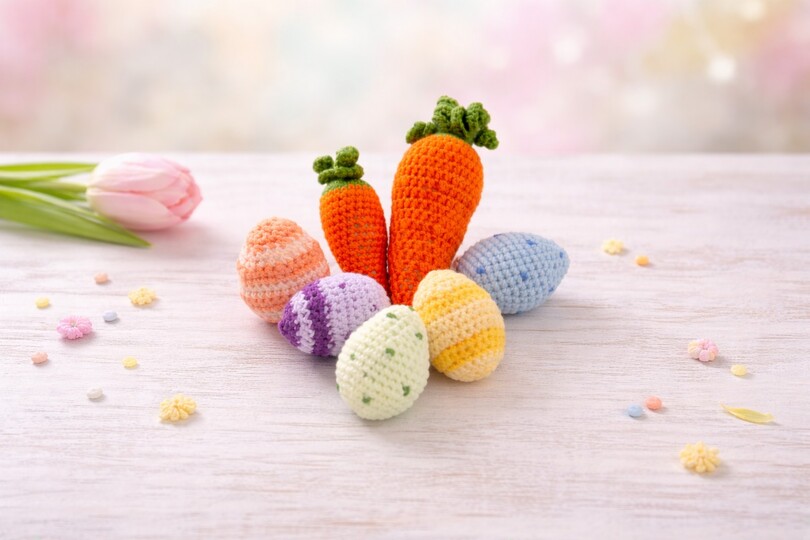 Häkelanleitung gefülltes Oster Hasen Körbchen