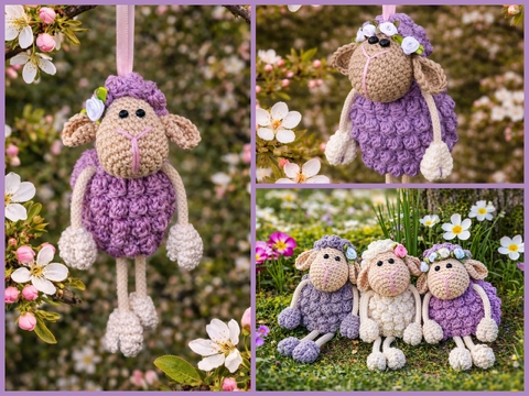 Schaf mit Baumelbeinen zum Hängen oder Stellen Frühling Ostern