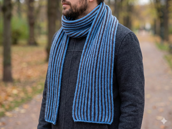Knitting Pattern TwinTone Scarf | Two-Color Brioche Scarf | PDF