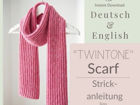 Strickanleitung TwinTone Schal | zweifarbiger Brioche Schal | PDF Anleitung