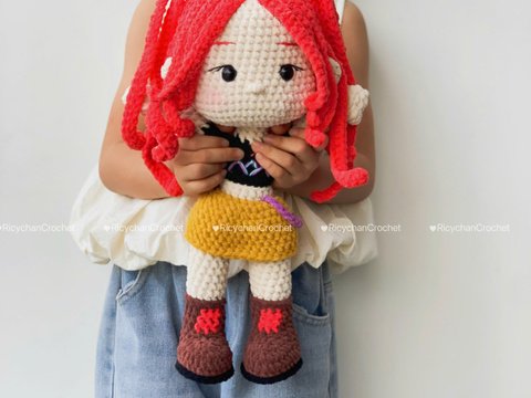 Pink Hair Kpop Idol Amigurumi Doll Pattern - PDF Tutorial in English only