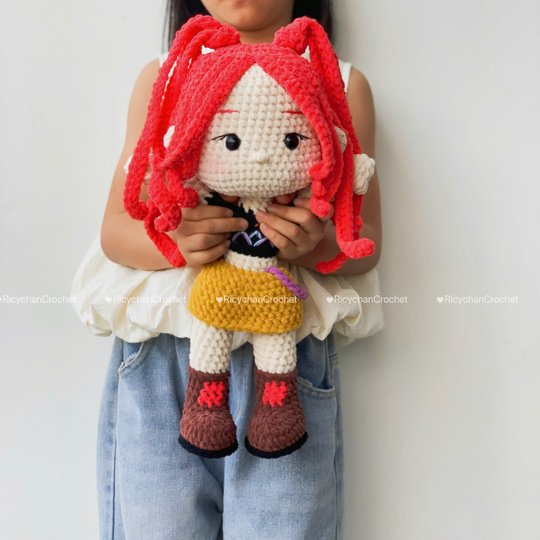Pink Hair Kpop Idol Amigurumi Doll Pattern - PDF Tutorial in English only