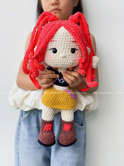 Pink Hair Kpop Idol Amigurumi Doll Pattern - PDF Tutorial in English only